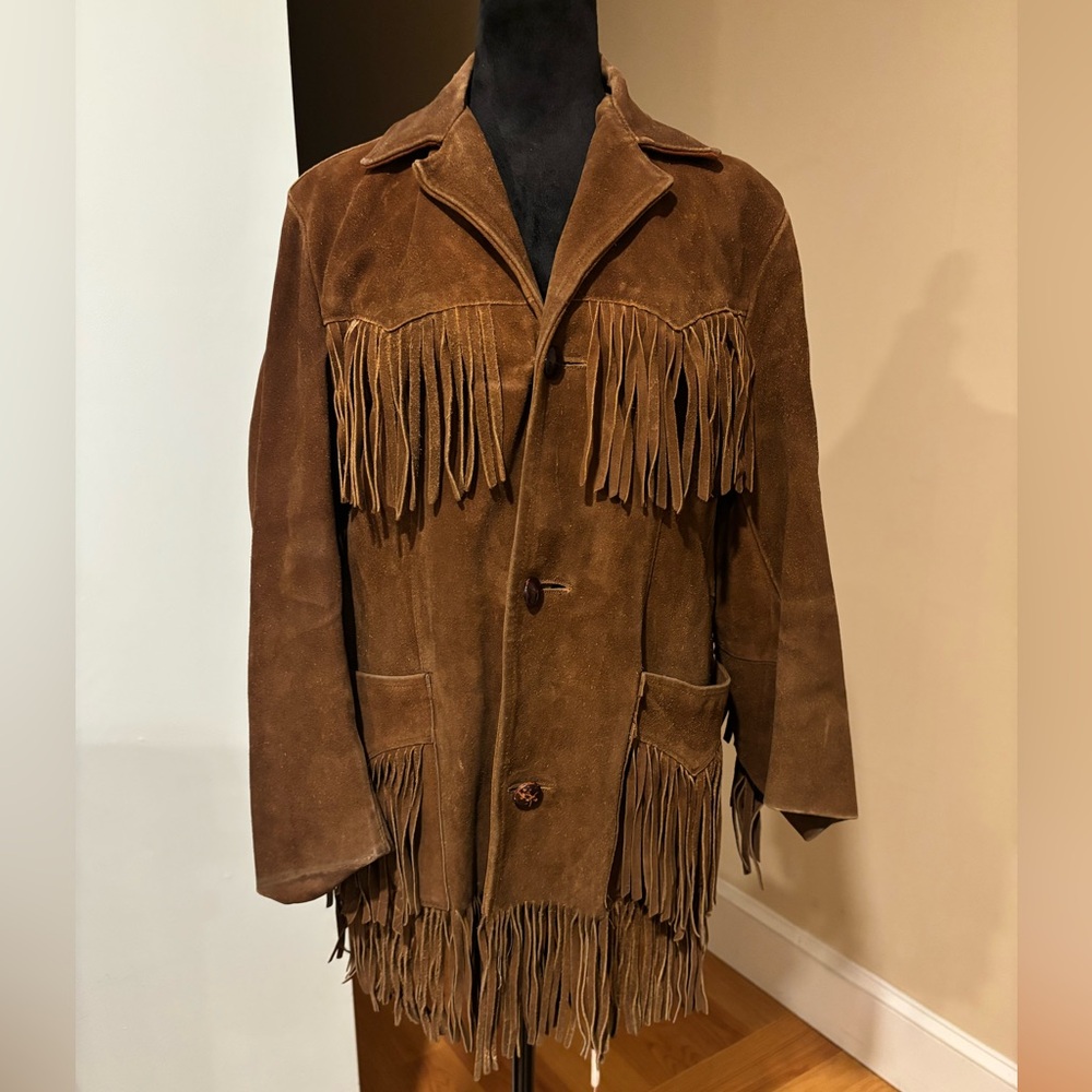 Pioneer Wear Vintage 70s Western Suede Fringe Jacket Size 34 Medium - Picture 3 of 9